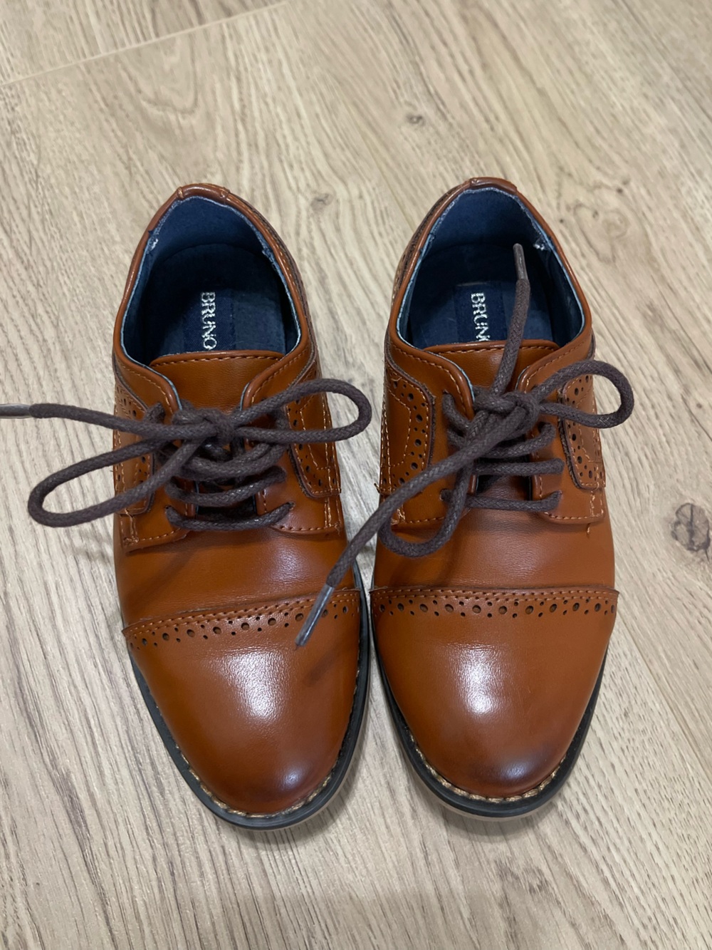 Boys Bruno Marc Brown Dress Shoes (9C)